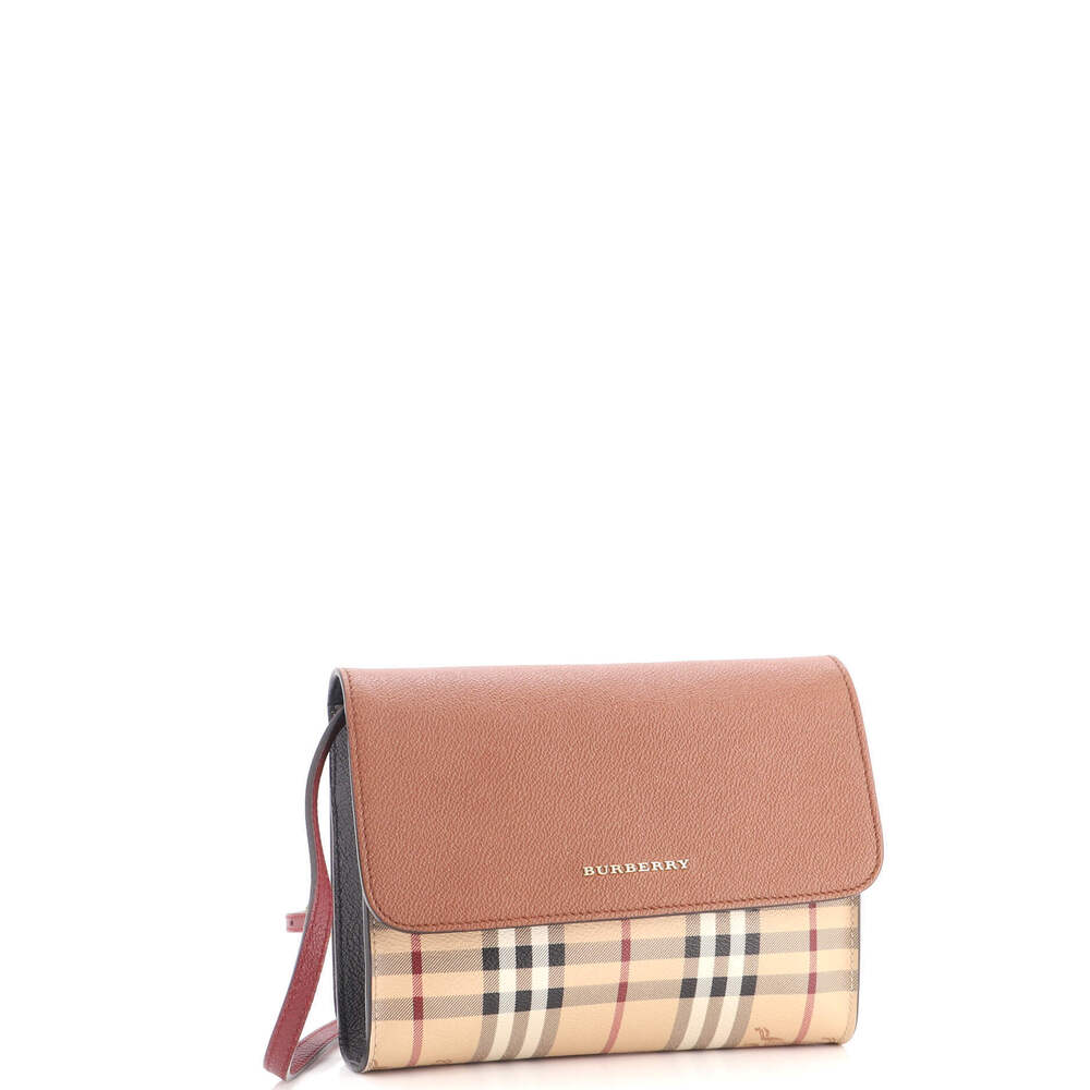 Burberry Small Loxley Crossbody Bag Haymarket Coated Canvas and Leather - Picture 2 of 6